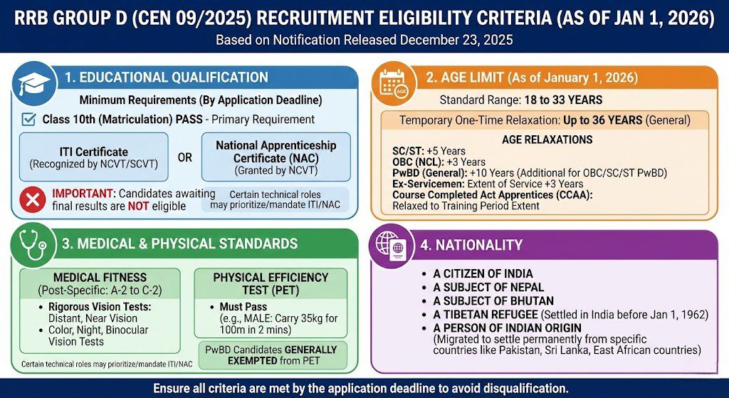 RRB Group D Recruitment 2026 Eligibility Criteria
