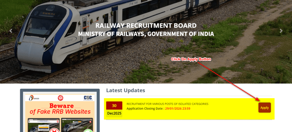 RRB Ministerial and Isolated Categories Recruitment 2026